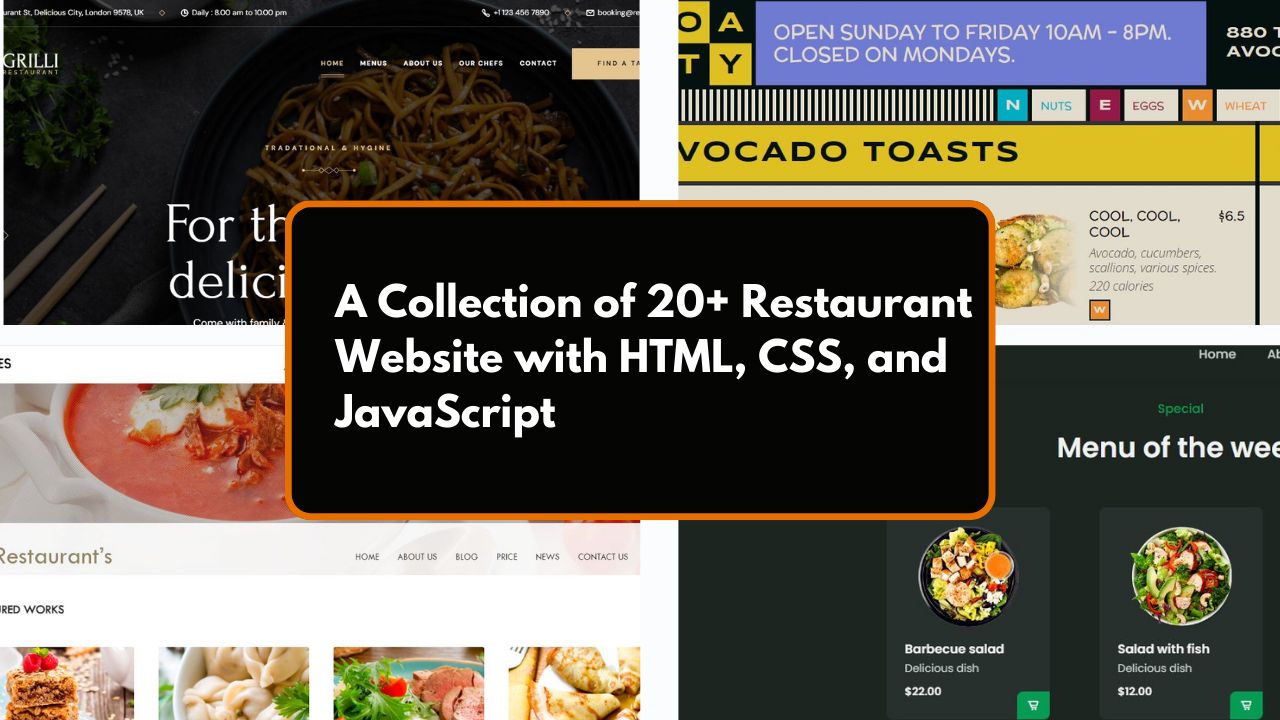 A Collection of 20+ Restaurant Website with HTML, CSS, and JavaScript